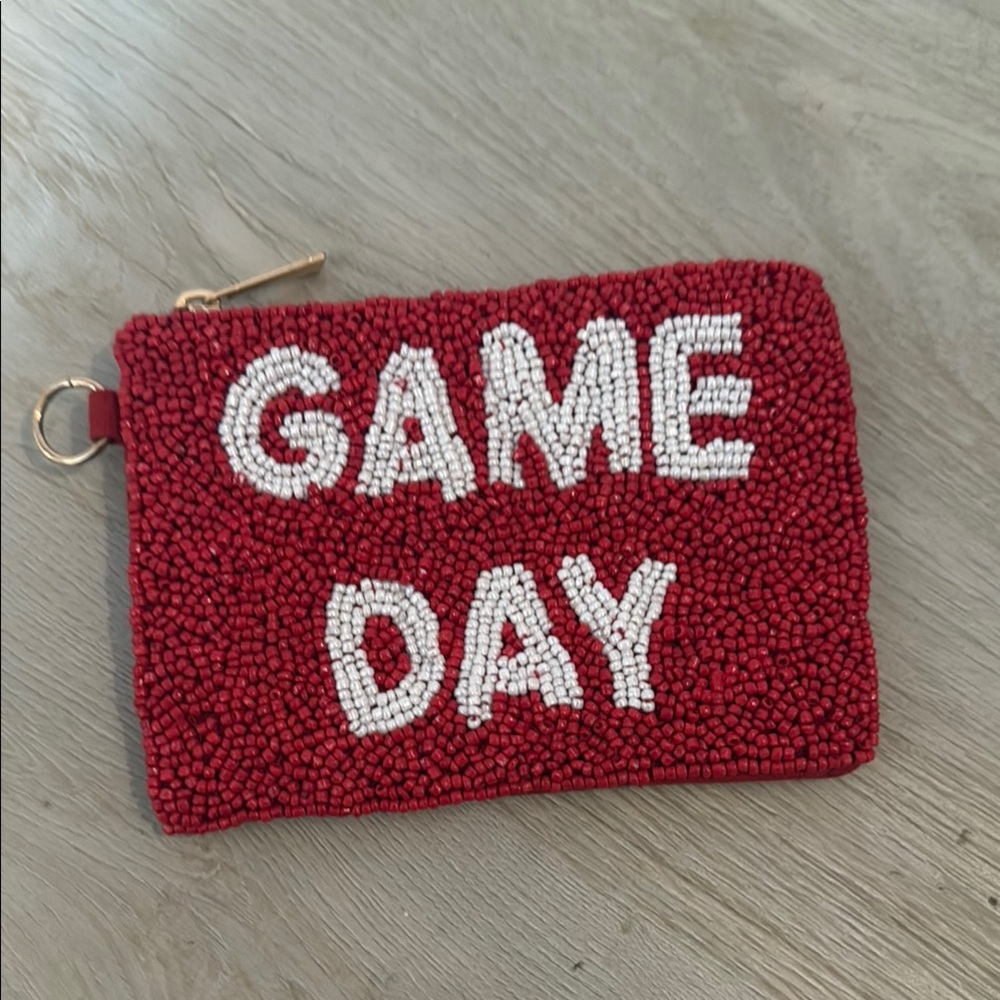 Universal Threads Red Beaded 'Game Day' Clutch